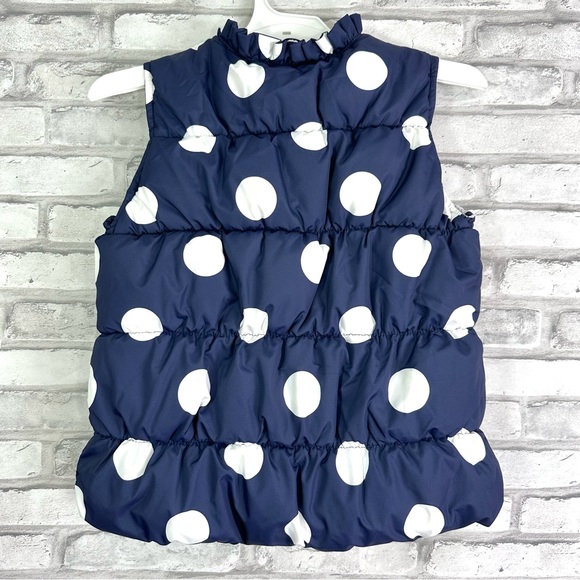 Gymboree Girls Navy White Polka Dot Sleeveless Zippered Puffer Vest - Sz M (7/8) - Picture 9 of 12